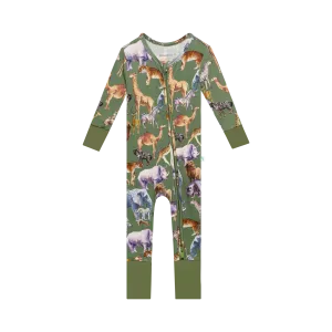 Posh Peanut Convertible Baby Romper Baby Zippered One Piece in Posh Safari