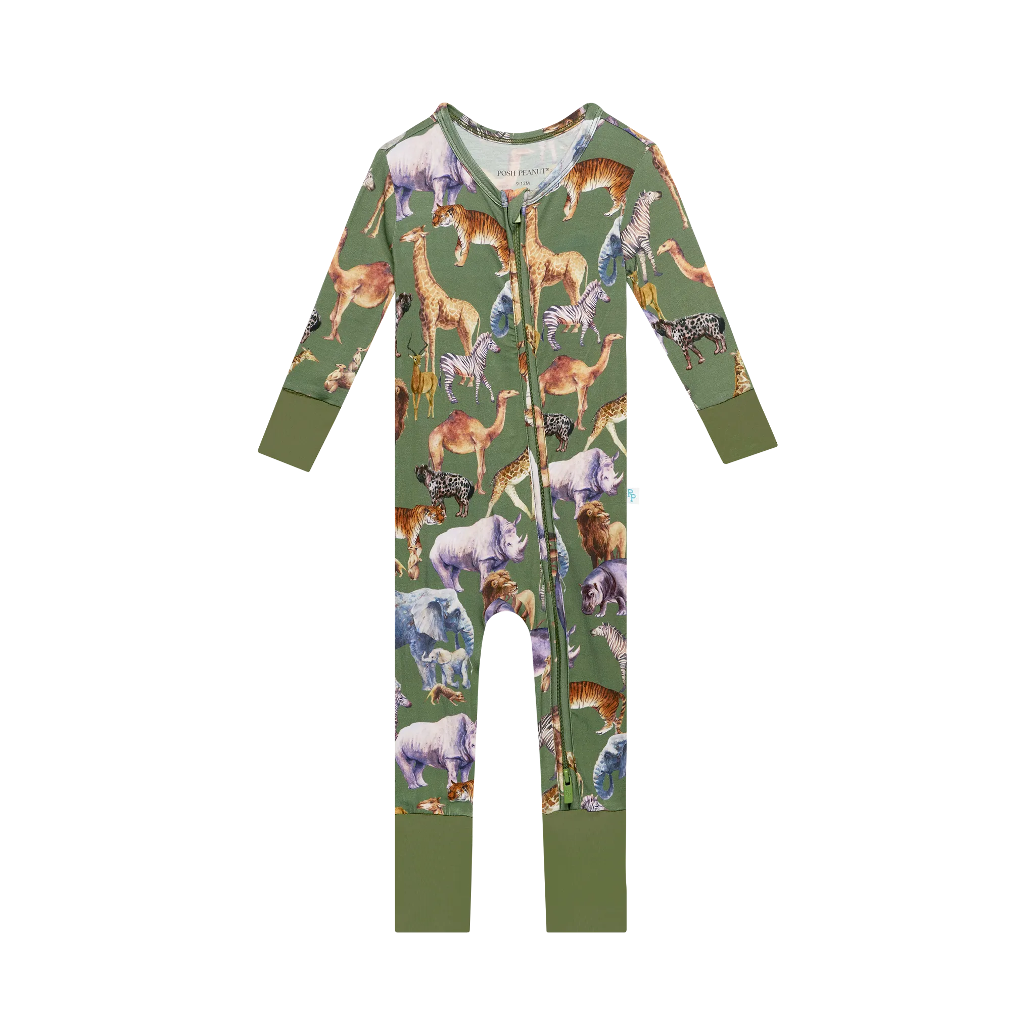 Posh Peanut Convertible Baby Romper Baby Zippered One Piece in Posh Safari
