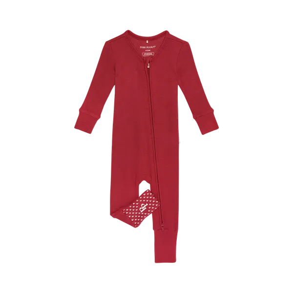 Posh Peanut Crimson Waffle Convertible Zippered One Piece
