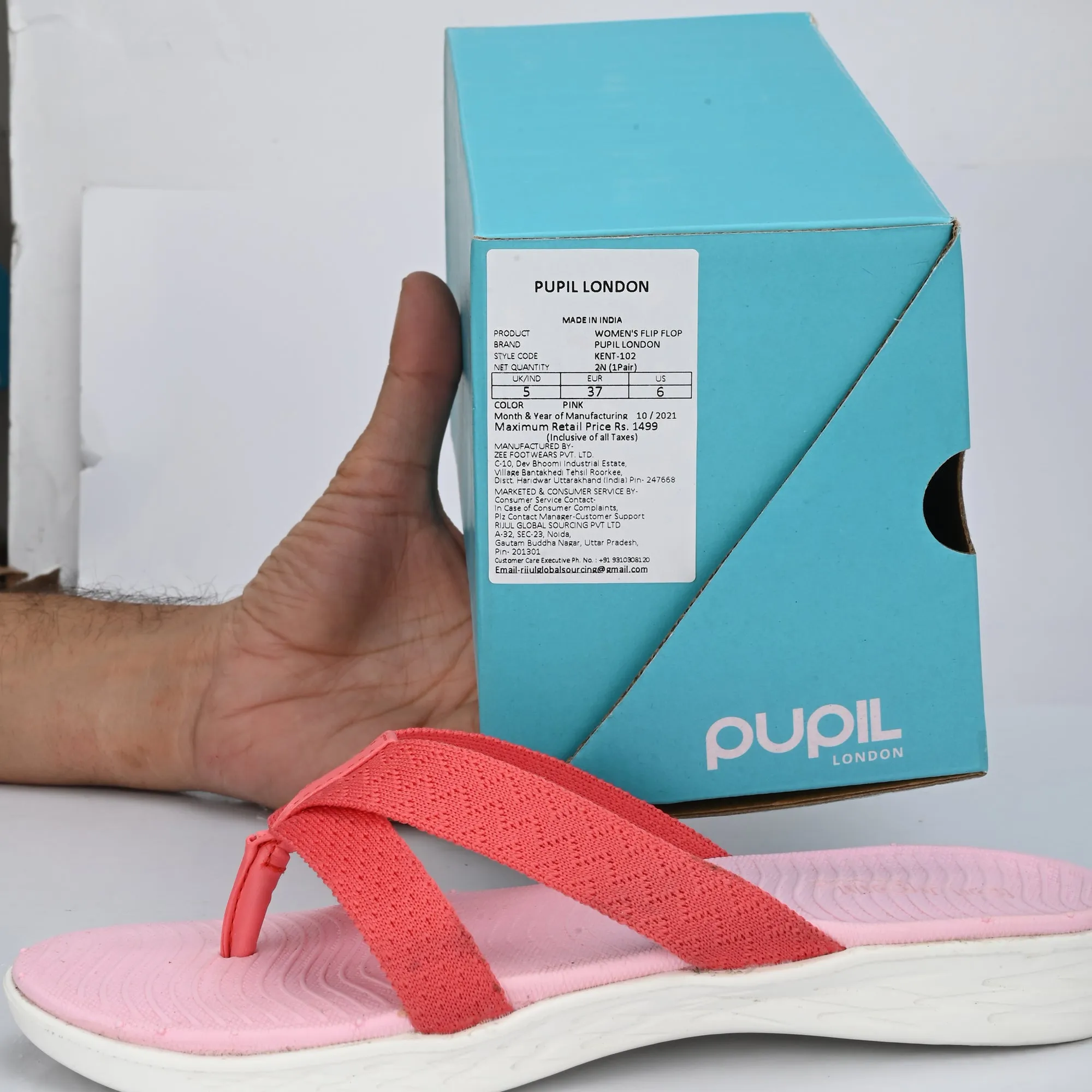 Pupil London Women's KENT-102, Flip-Flop, Pink