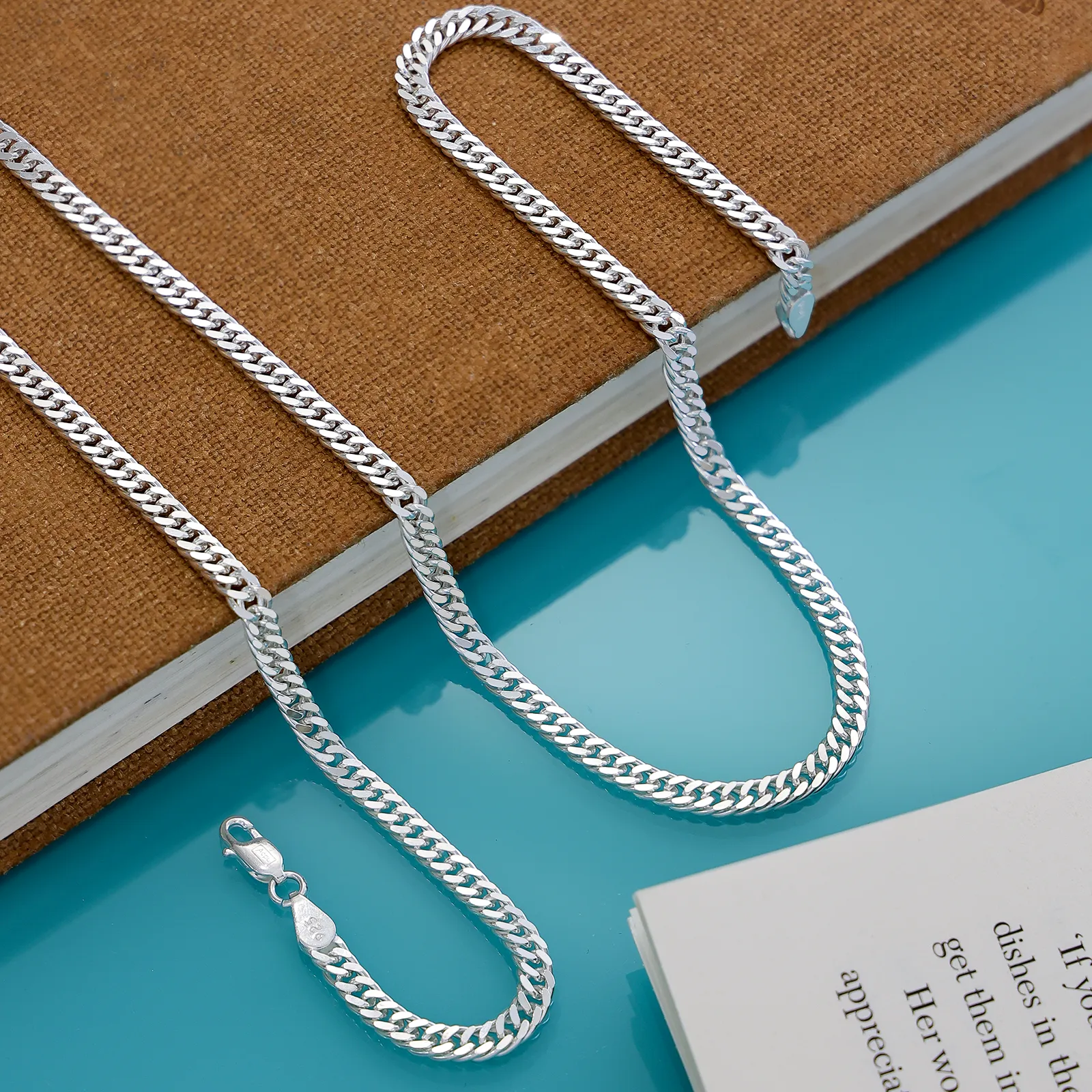 Pure Silver Chain For Men - Textured Sturdy Cuban Link