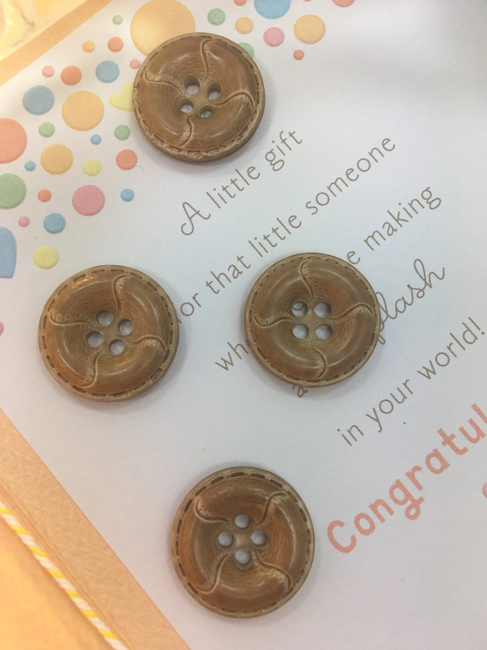 QUALITY 13/16" Leather-look Tan Buttons Made in JAPAN Vintage Sewing Button for Clothing 544