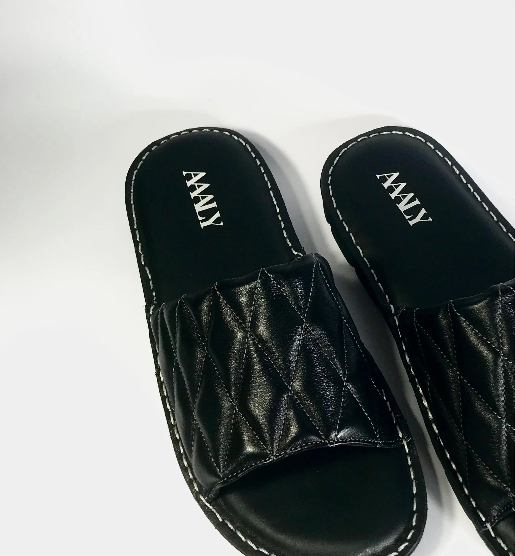 Quilted Leather Sandals - Black