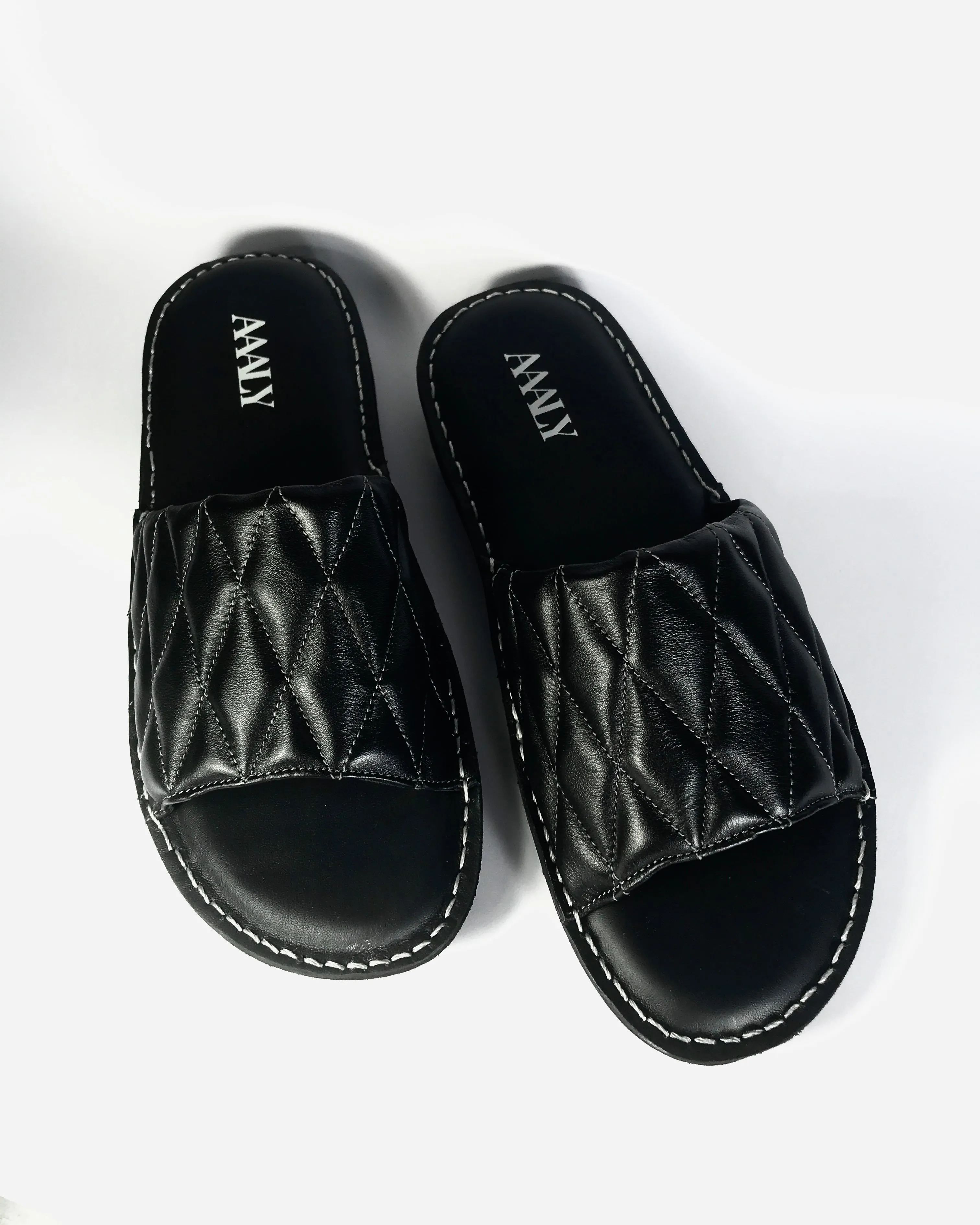 Quilted Leather Sandals - Black