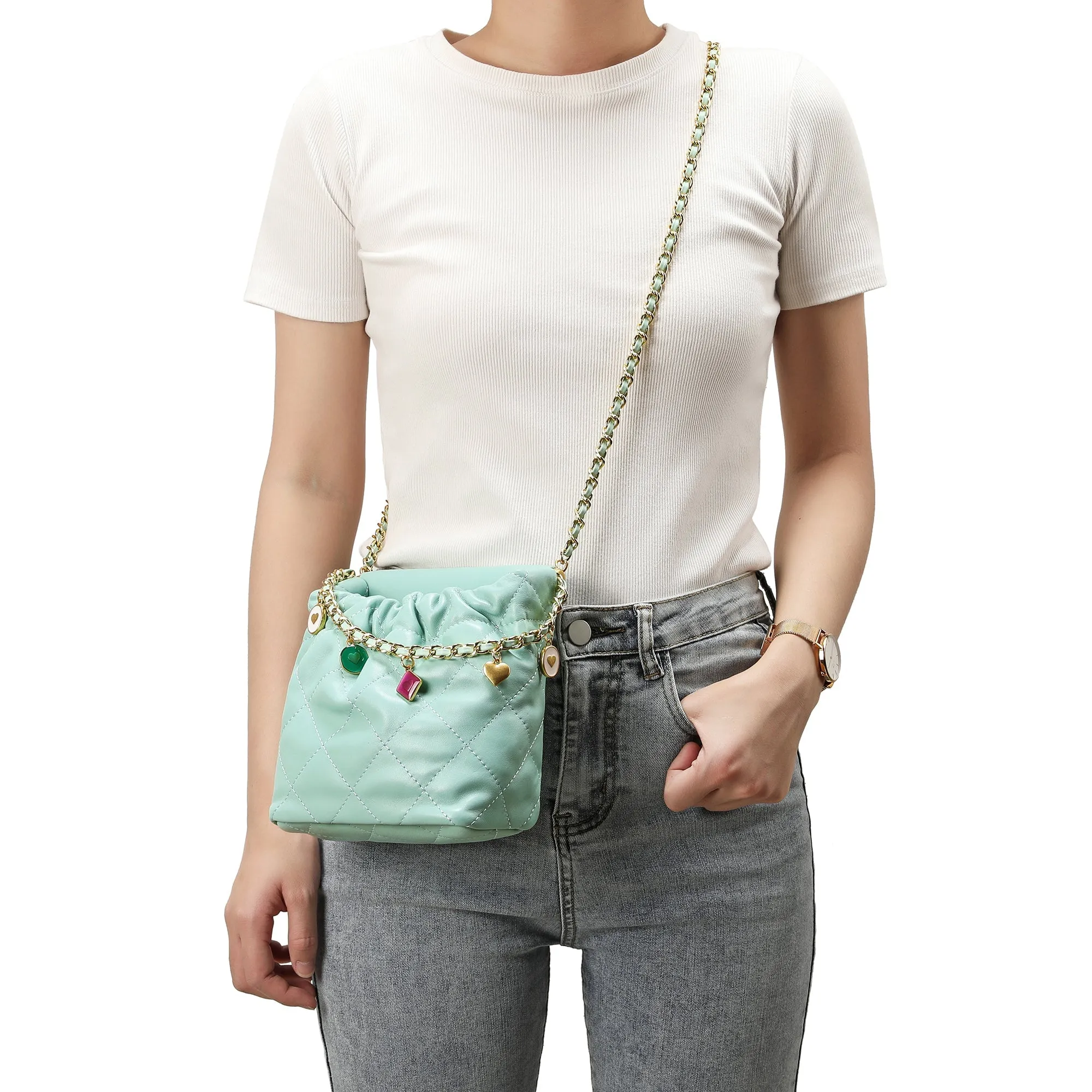 Quilted Sheepskin Leather Crossbody