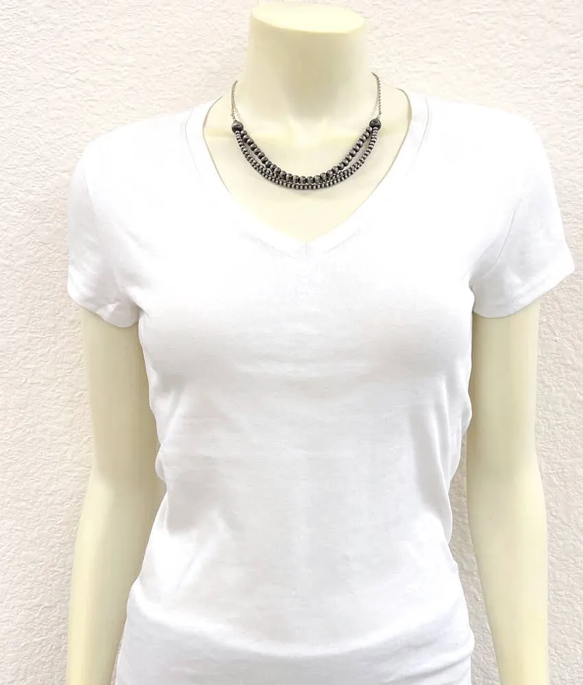Quinn Fashion Link Chain With Triple Navajo Bead Center Necklace - 17"