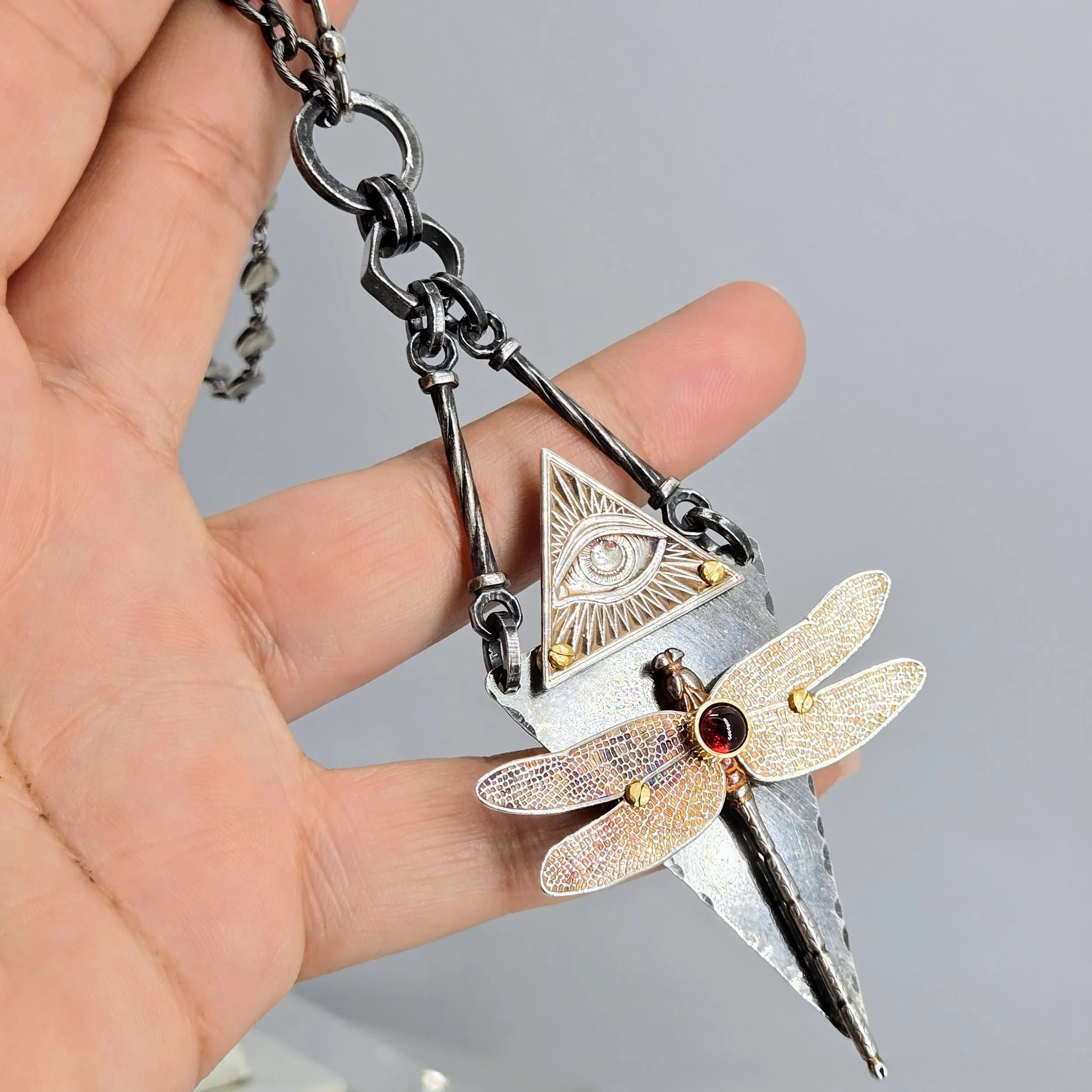 "All-Seeing Sweetie!" Convertible Necklace - Anti-tarnish Mixed Metals & Upcycled Components