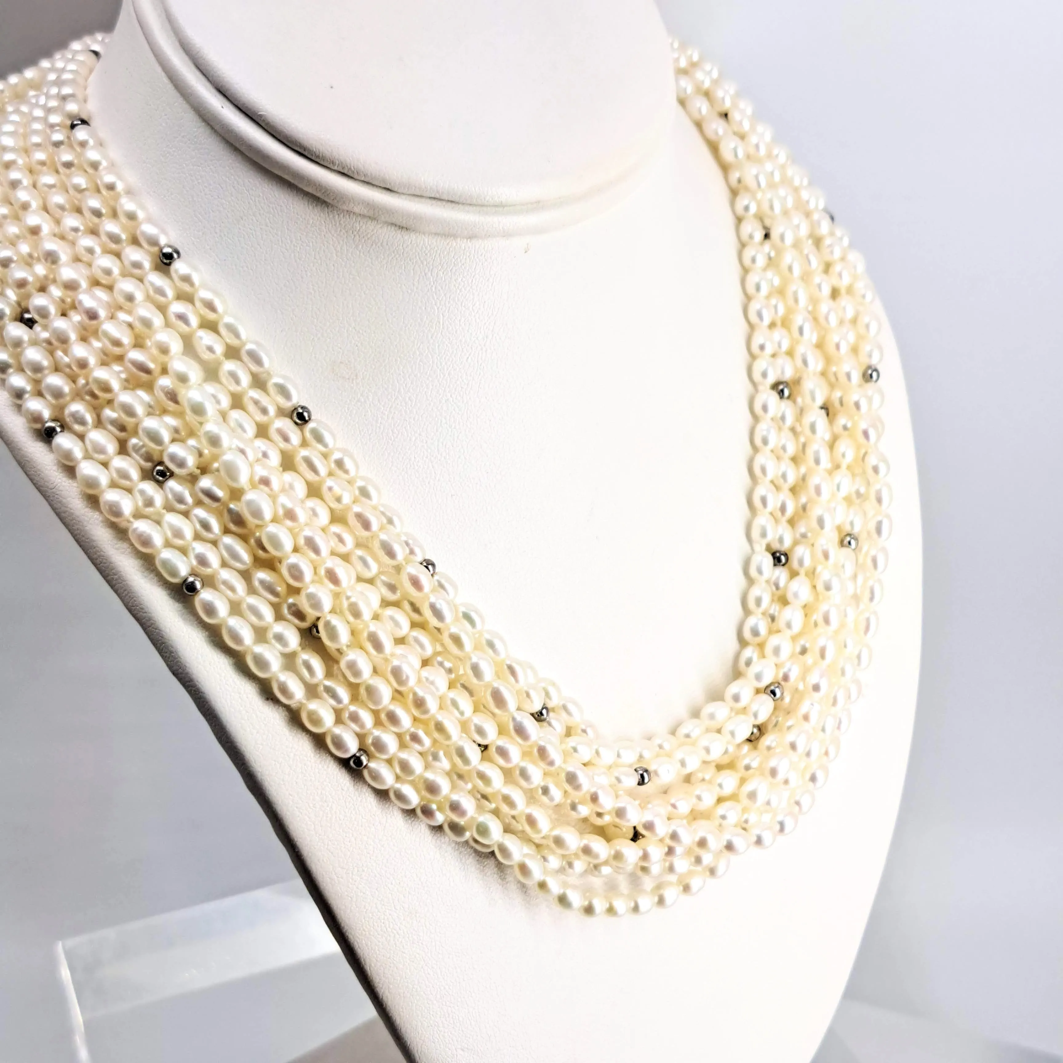 "Aqua Luxe" Convertible Pendant Necklace - Pearls, Onyx, Sterling