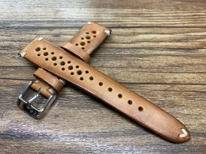 Rally Watch Straps, Leather Watch Straps, Rally Style, Vintage Brown Retro Racing Watch Band for 19mm 20mm Watch, Personalise Christmas Gift Ideas