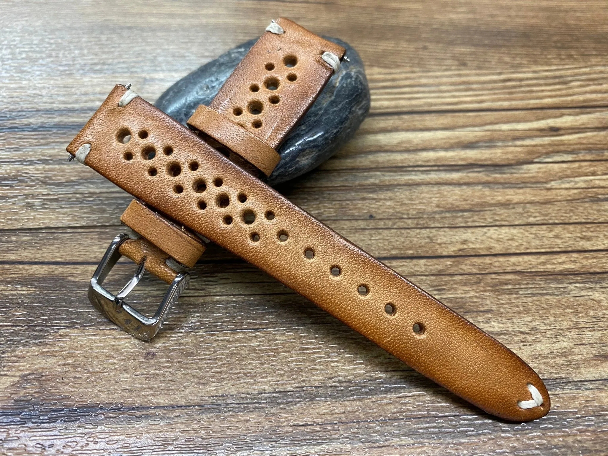Rally Watch Straps, Leather Watch Straps, Rally Style, Vintage Brown Retro Racing Watch Band for 19mm 20mm Watch, Personalise Christmas Gift Ideas