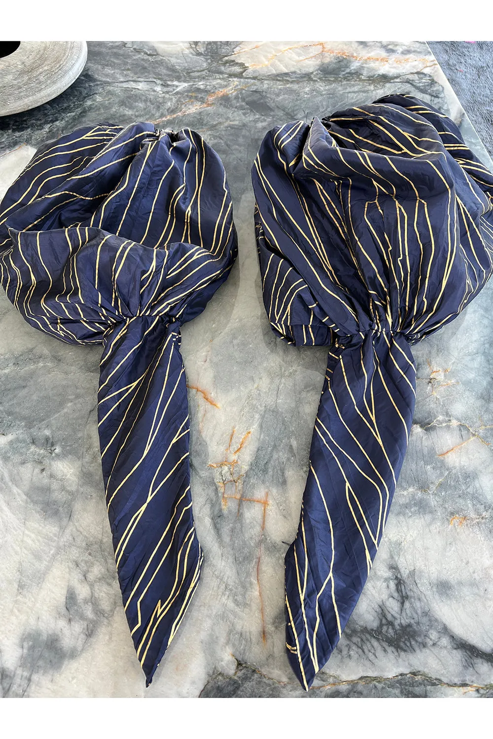 Rare Chanel Fall 1986 Blue & Gold Strapless w Removable Sleeves