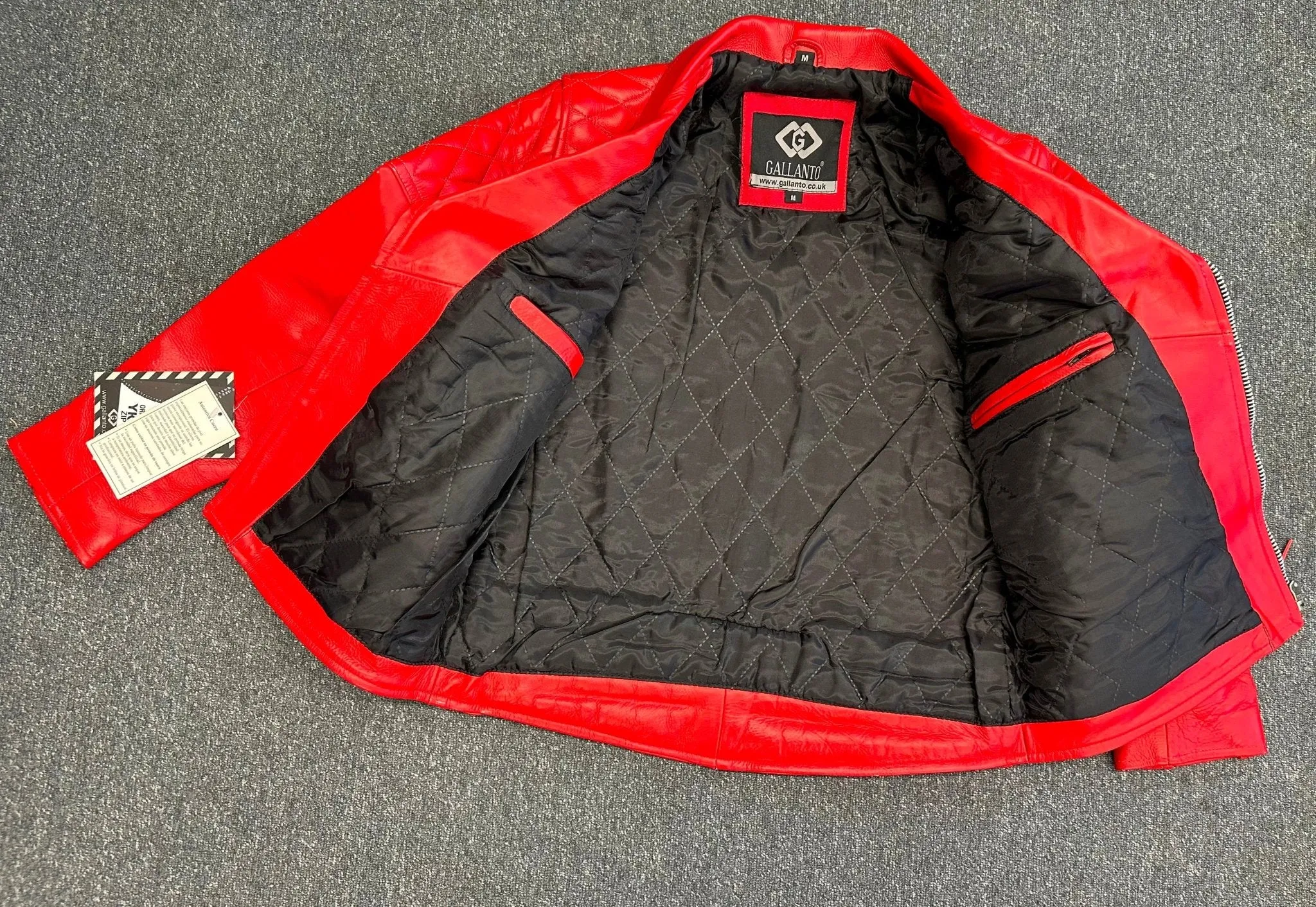 Red Diamond Mens Biker Leather Jacket