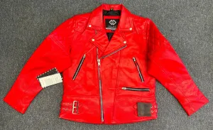 Red Diamond Mens Biker Leather Jacket