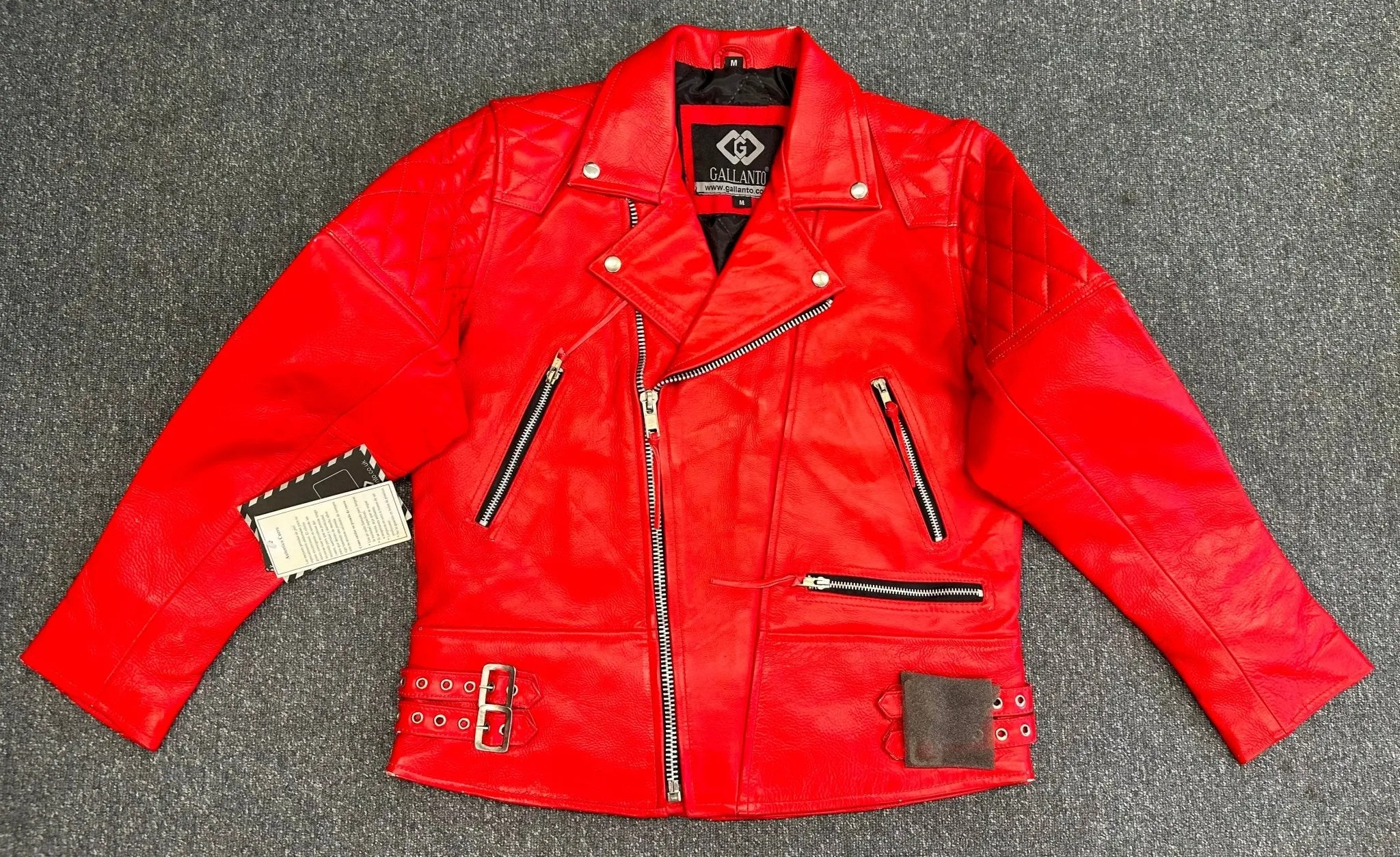 Red Diamond Mens Biker Leather Jacket