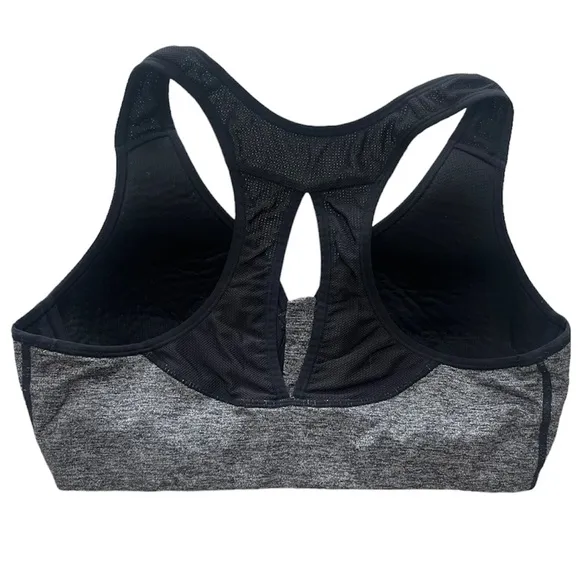 Reebok Zipper Front Padded Gray Sports Bra