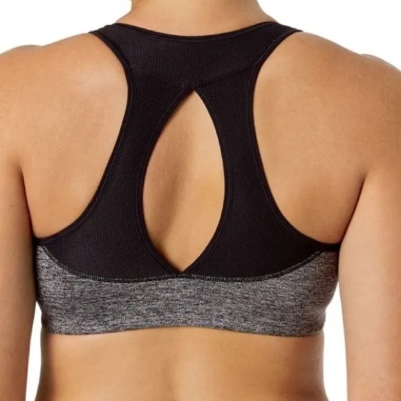 Reebok Zipper Front Padded Gray Sports Bra