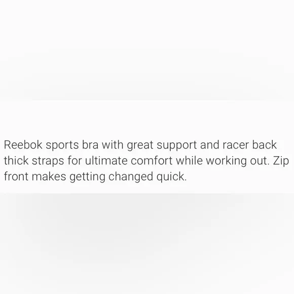 Reebok Zipper Front Padded Gray Sports Bra