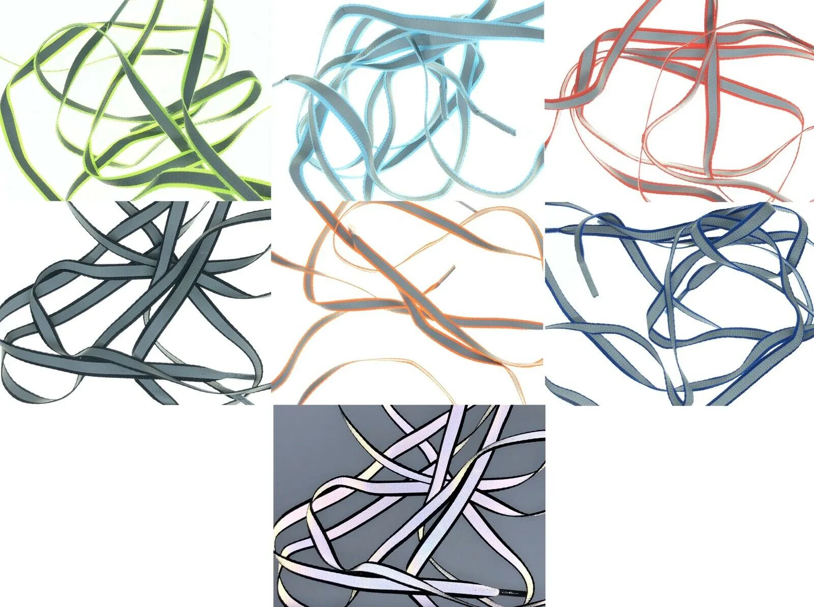 Reflective Stripe Strip Neon Coloured Shoelaces Reflecting Laces