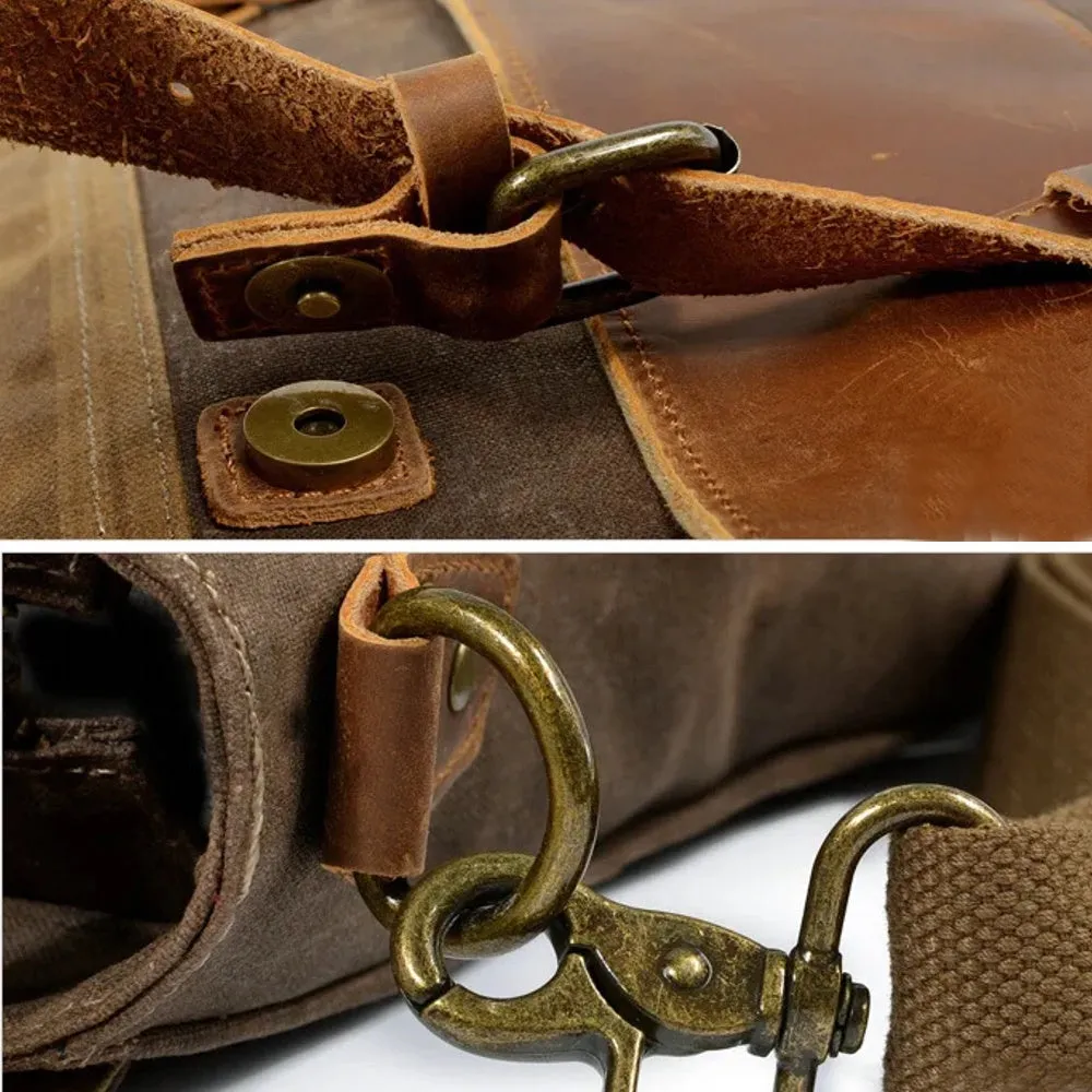 Retro Waterproof Oil Wax Canvas & Leather Briefcase