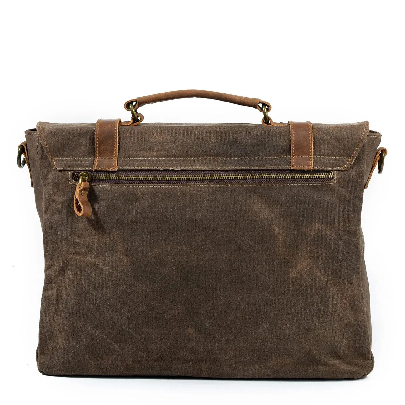 Retro Waterproof Oil Wax Canvas & Leather Briefcase