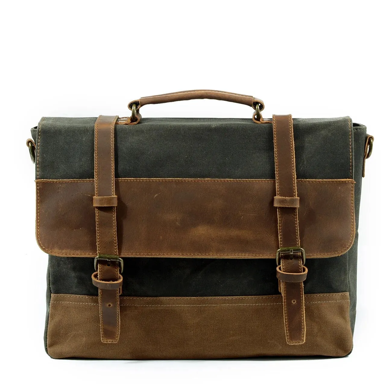 Retro Waterproof Oil Wax Canvas & Leather Briefcase