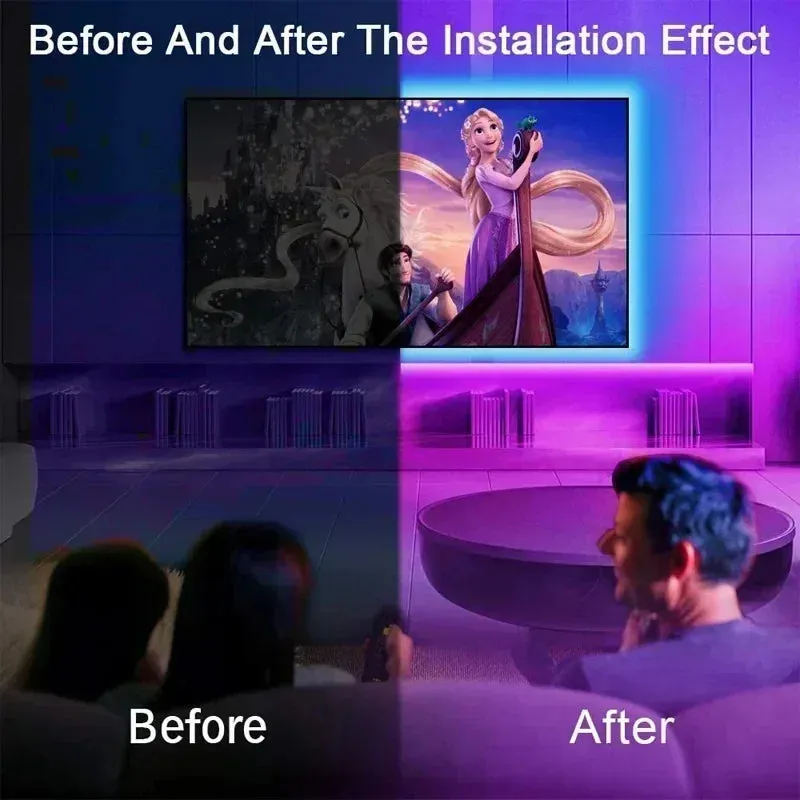 RGB 5050 LED Strip Light with Remote & App Control - USB-Powered