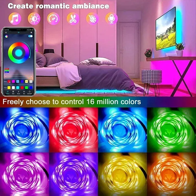 RGB 5050 LED Strip Light with Remote & App Control - USB-Powered
