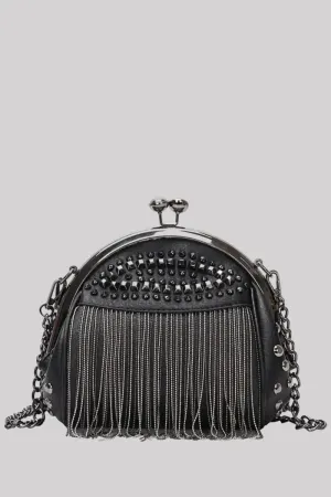 Ro Rox Tassel Shell Bag with Studs & Chain Strap - Gothic