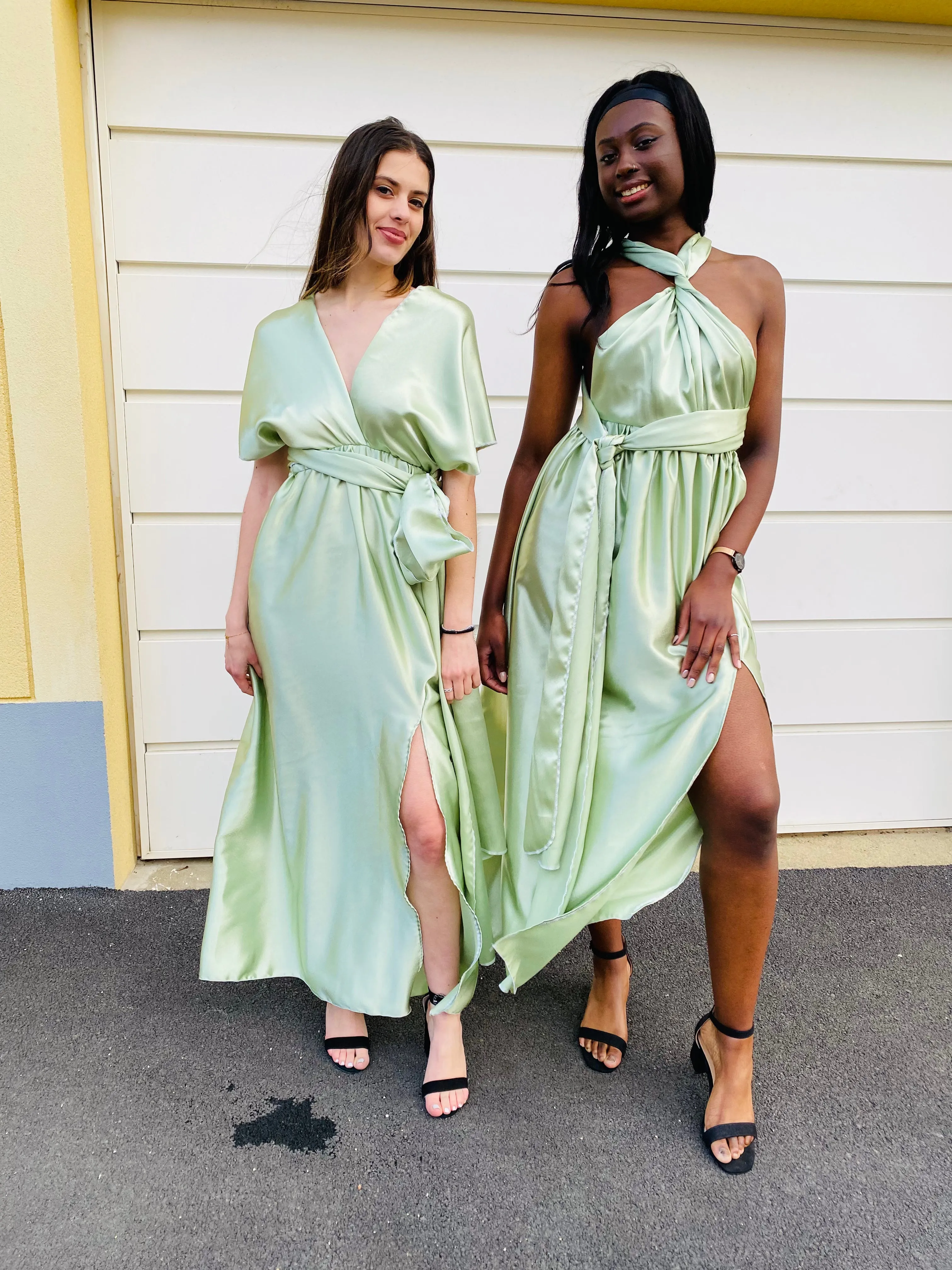 Robe convertible en Satin  - Robe Infinity - Choix de couleur - Robe Fendu en satin