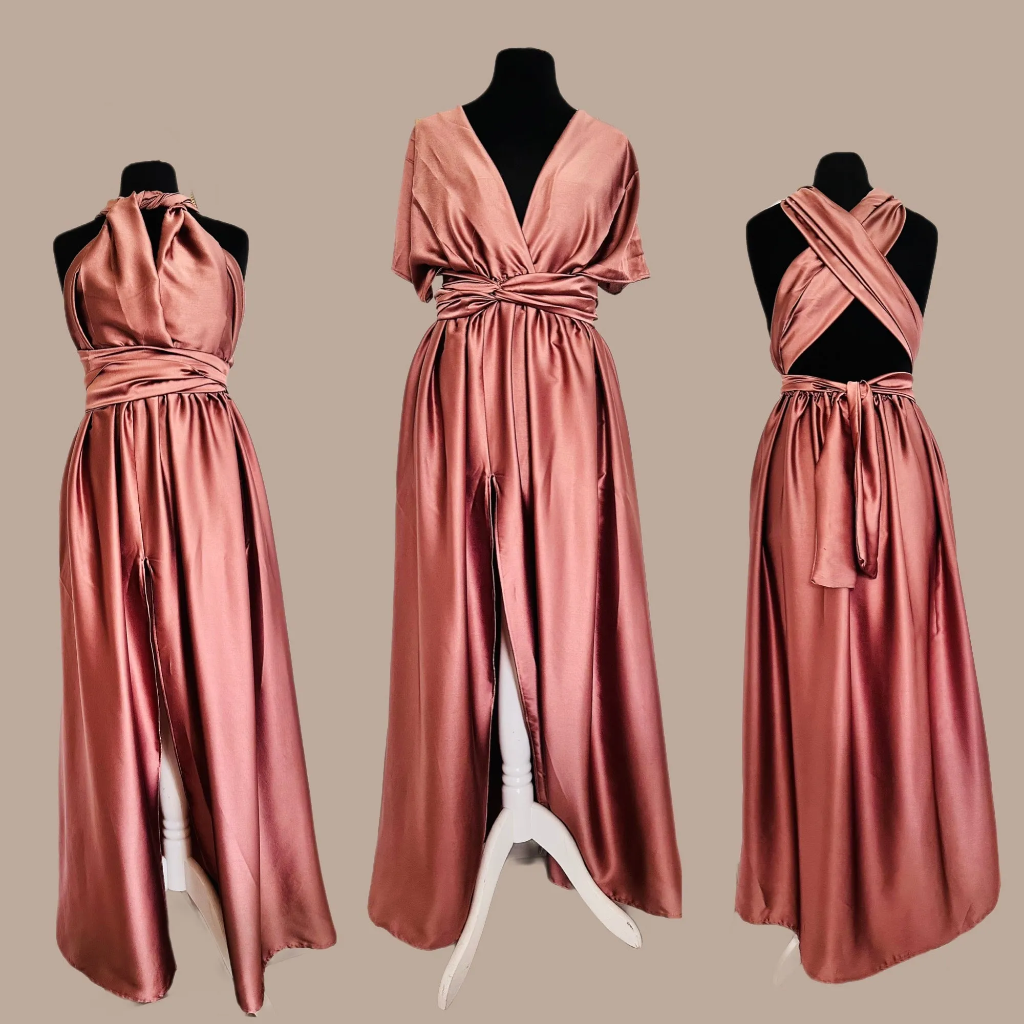 Robe convertible en Satin  - Robe Infinity - Choix de couleur - Robe Fendu en satin