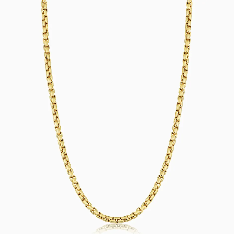 Round box link Necklace in 10Kt