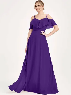 Royal Purple Chiffon Convertible Bridesmaid Dress with Sleeve