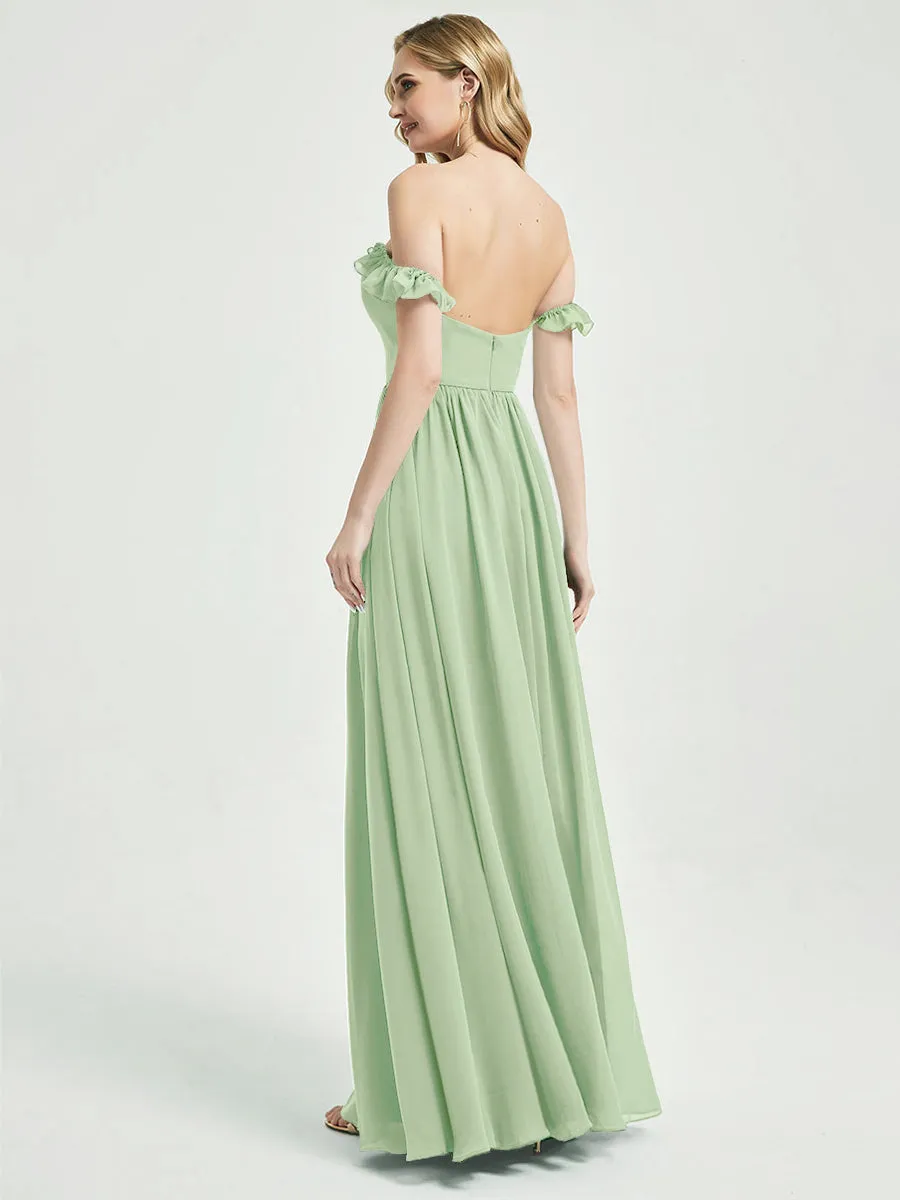 Sage Green 3 In 1 Convertible Chiffon Floor Length Bridesmaid Dress