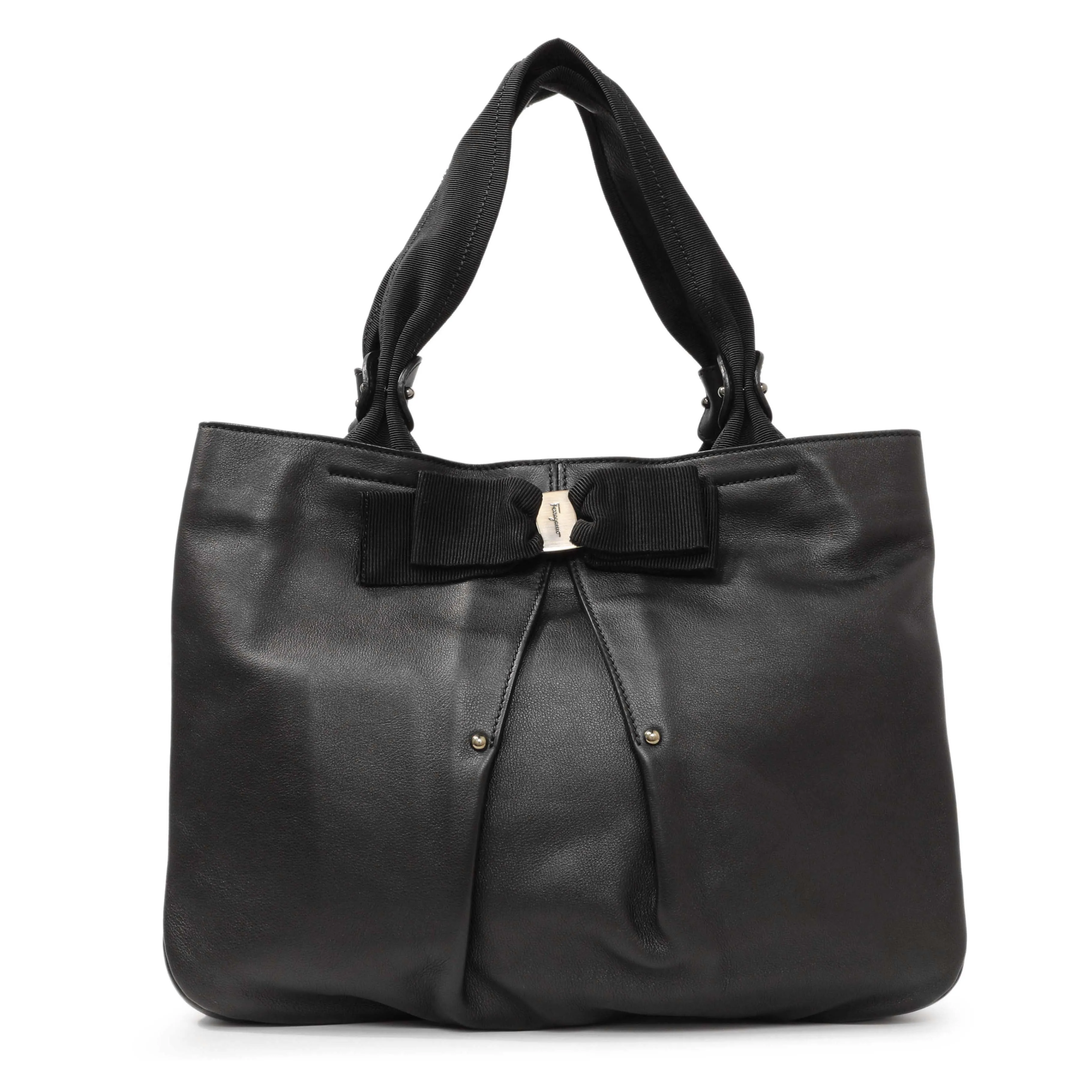 Salvatore Ferragamo Black Calfskin Vara Tote