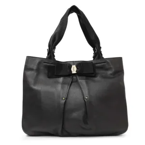 Salvatore Ferragamo Black Calfskin Vara Tote