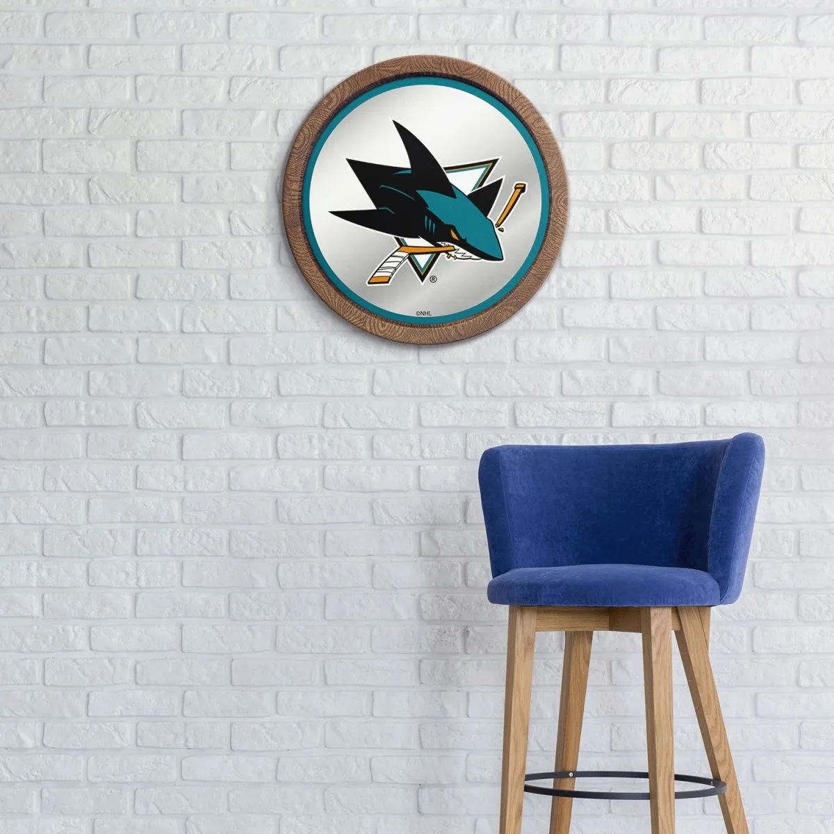 San Jose Sharks: Mirrored Barrel Top Wall Sign