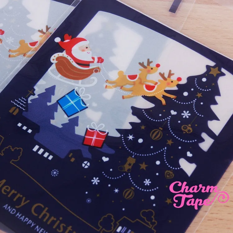 Santa Claus Midnight Blue Gift Bags Cello Self-adhesive Cookie bag - Favors Party bags 20/50 bags CB64