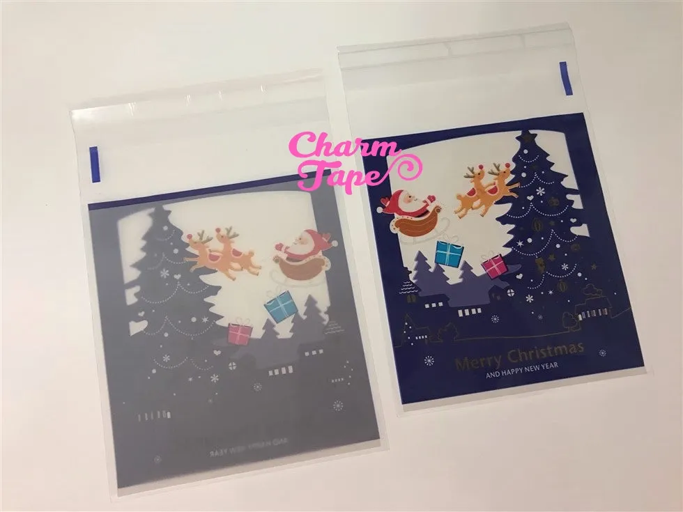 Santa Claus Midnight Blue Gift Bags Cello Self-adhesive Cookie bag - Favors Party bags 20/50 bags CB64