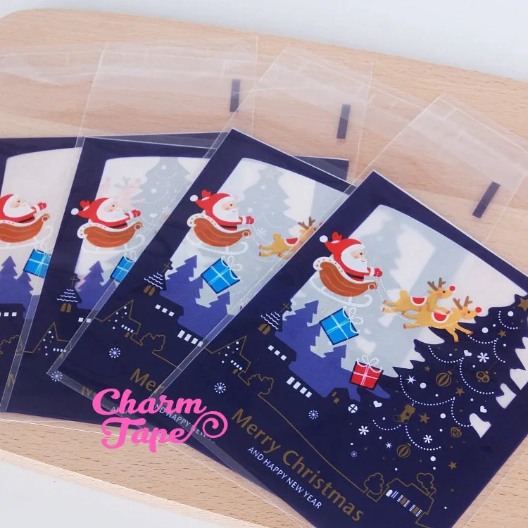 Santa Claus Midnight Blue Gift Bags Cello Self-adhesive Cookie bag - Favors Party bags 20/50 bags CB64
