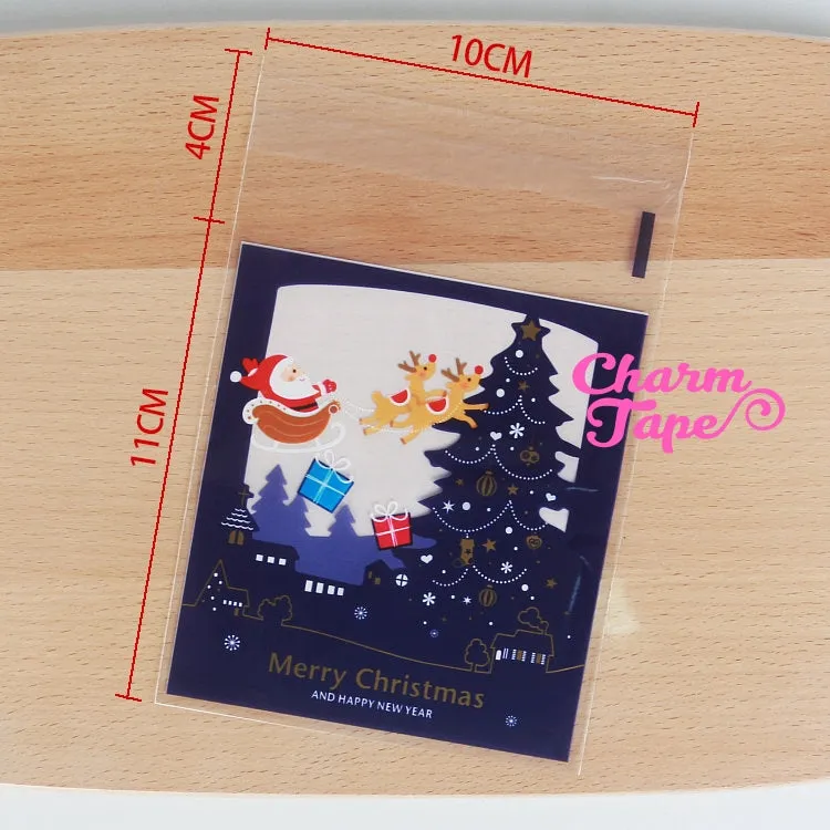 Santa Claus Midnight Blue Gift Bags Cello Self-adhesive Cookie bag - Favors Party bags 20/50 bags CB64
