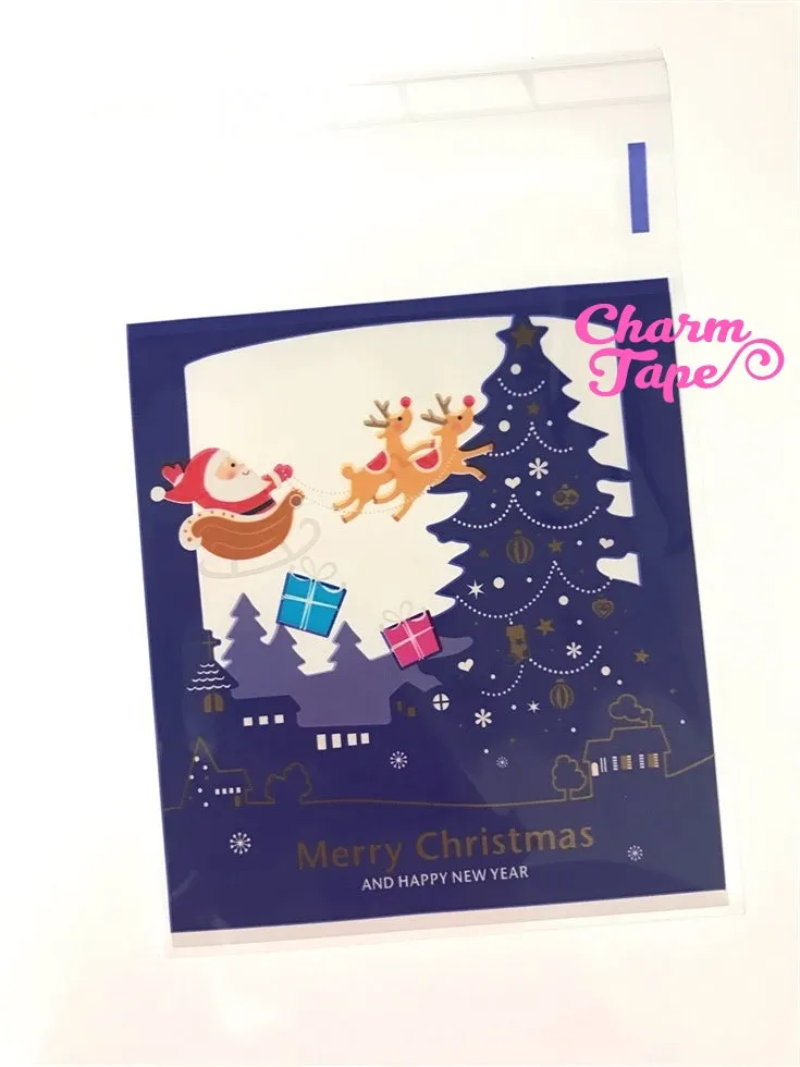 Santa Claus Midnight Blue Gift Bags Cello Self-adhesive Cookie bag - Favors Party bags 20/50 bags CB64