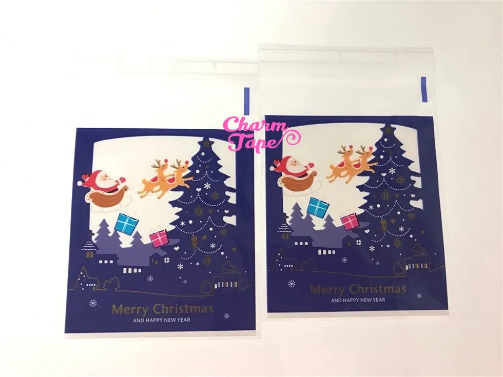 Santa Claus Midnight Blue Gift Bags Cello Self-adhesive Cookie bag - Favors Party bags 20/50 bags CB64