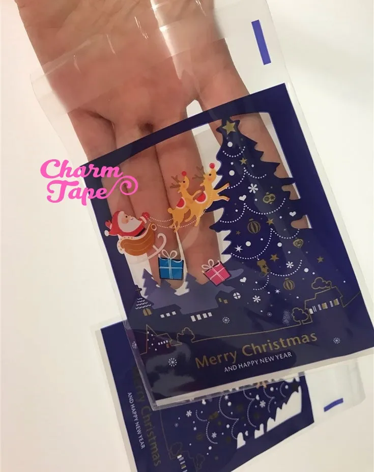 Santa Claus Midnight Blue Gift Bags Cello Self-adhesive Cookie bag - Favors Party bags 20/50 bags CB64