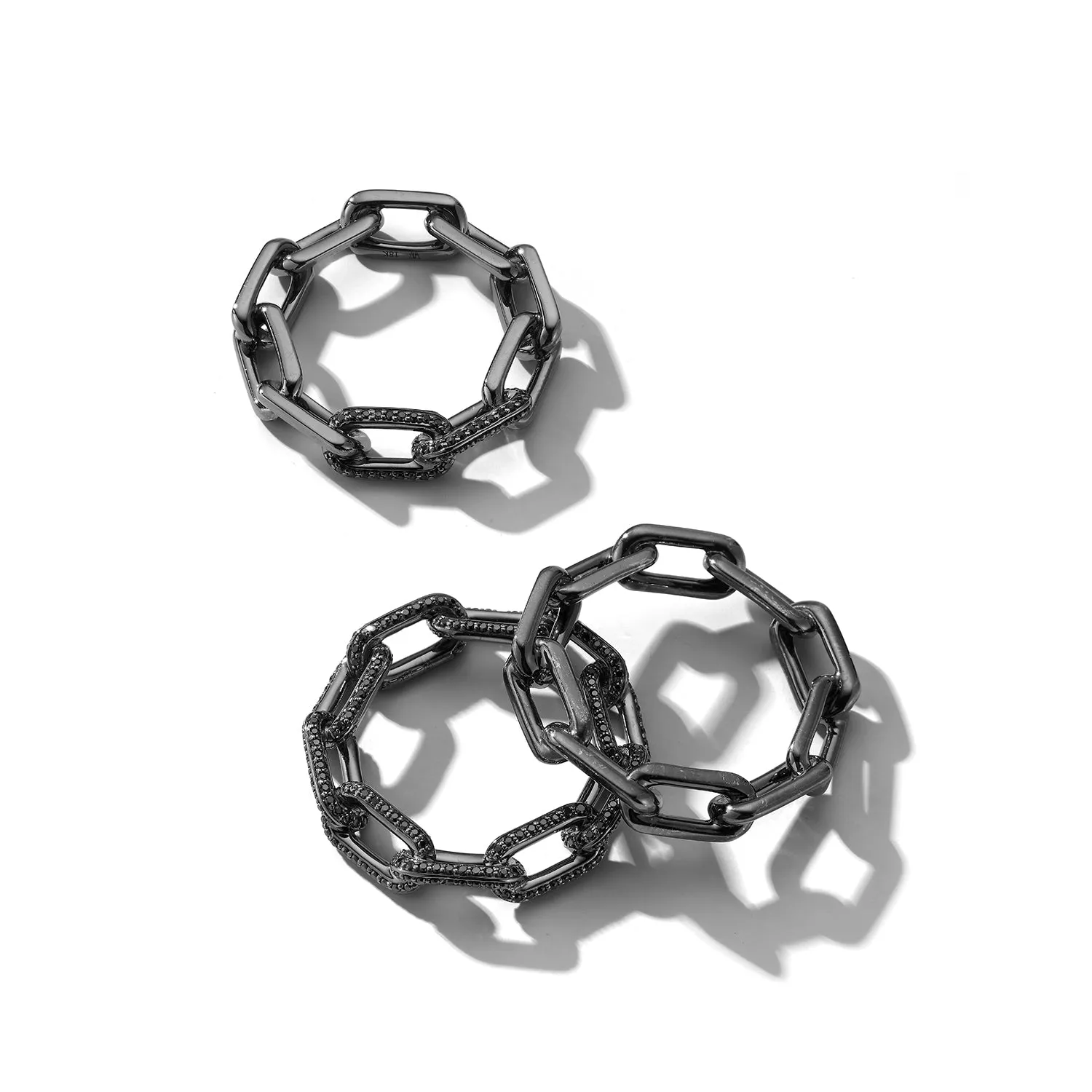SAXON GUNMETAL STERLING SILVER CHAIN LINK RING