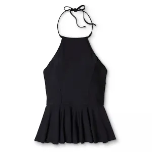 Sea Angel Women's High-Neck Halter Peplum Tankini Top
