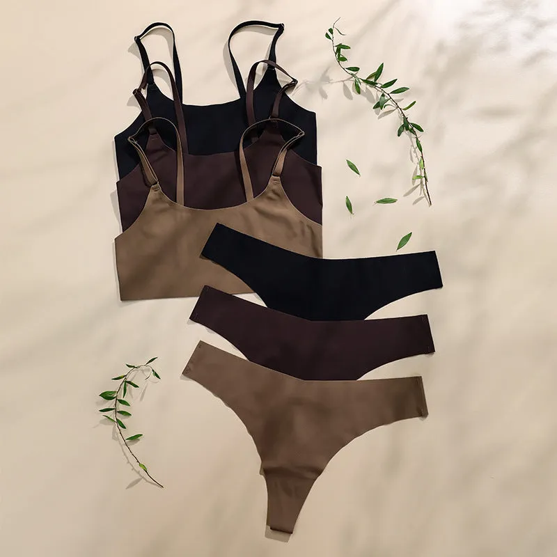 Seamless Soft Women's Neutral Colored Sports Bra Sets