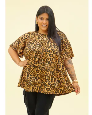SHIRRED LEOPARD TUNIC