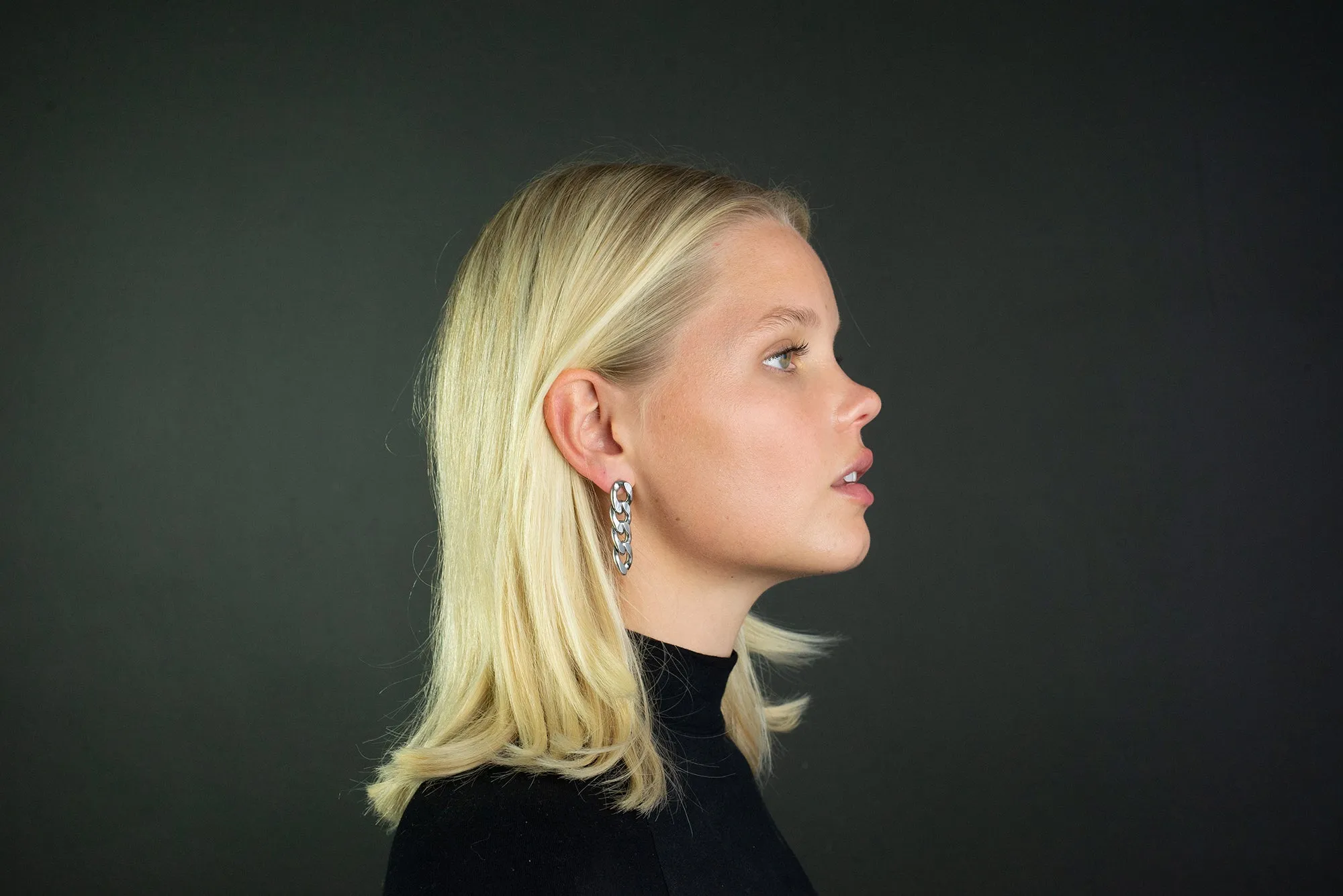 Silver chain link earrings