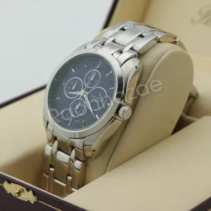 Silver PT Designer Bezel Metal Band Round Watch Diamond Cut Cuban Bracelet G93
