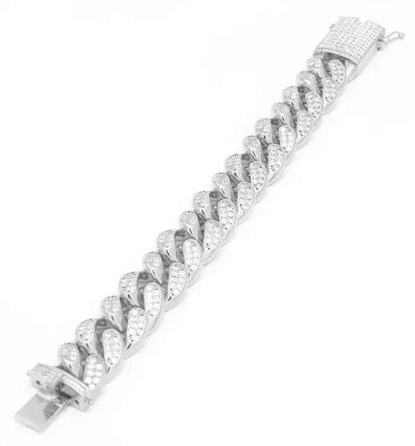 Simulated Diamonds Bracelet Cuban link